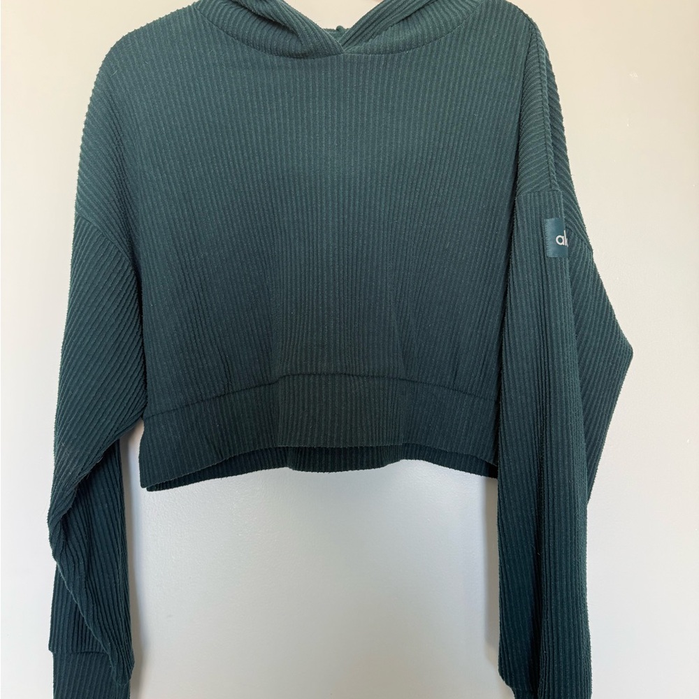Dark Green Ribbed Hoodie